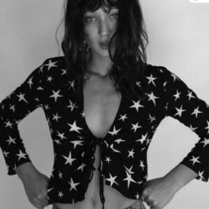 NWT Realisation Par The Bianca Top in Star Struck Tie Front Silk Crop Blouse S